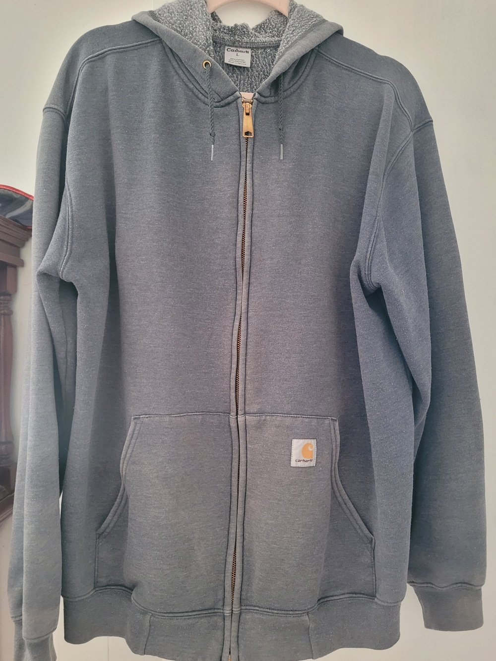 Men's Carhartt Gray Lined Zip-Up Hoodie  Size L